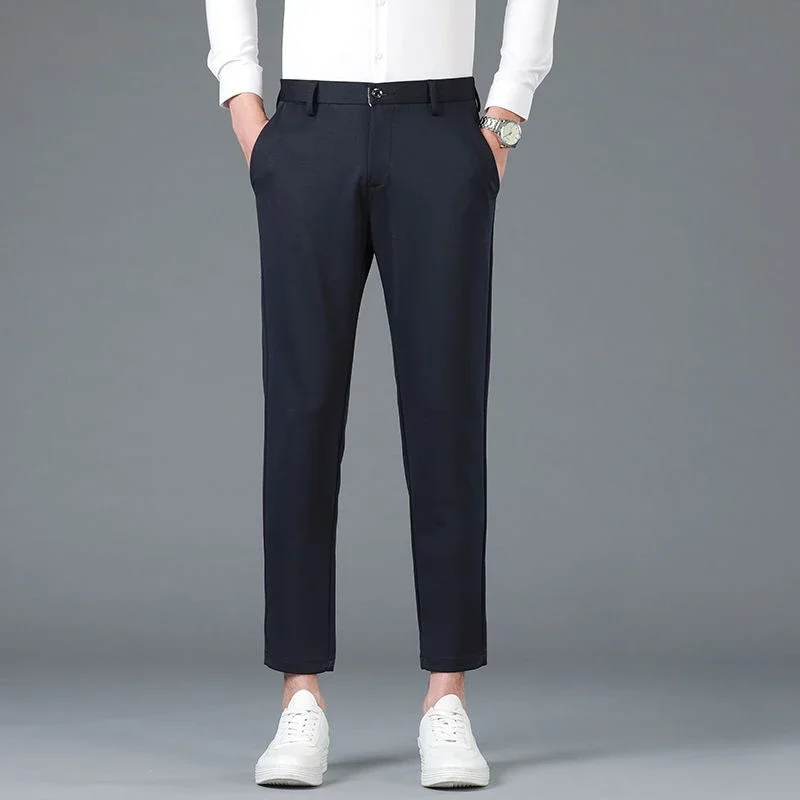 Pantalones drapeados de trabajo de sastrería social para hombres Trajes de oficina para hombres Pantalones Ropa formal de negocios fluida Vestido de lujo Clásico Verano 2024