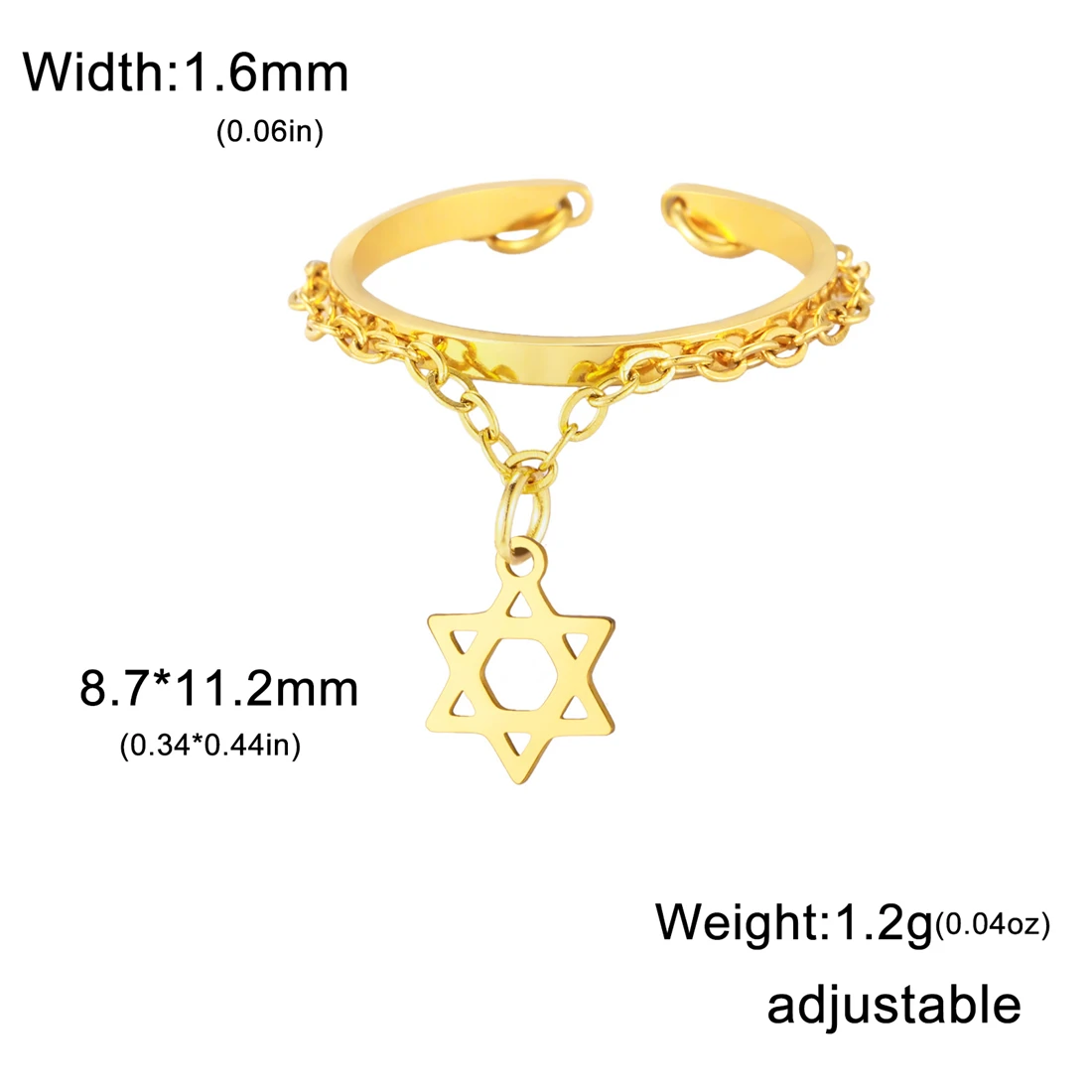 Davidstern Kreuz Ring Edelstahl Mode Planet Schmetterling Fünfeck Anhänger Ringe Doppelschichten Party Schmuck Geschenk – Detail 18