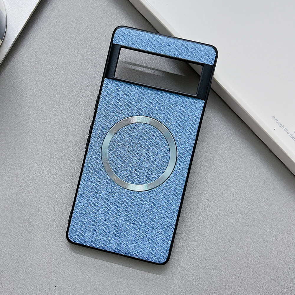 Luxury Plain Canvas Magnetic Phone Case with Magsafe Wireless Charging Capability