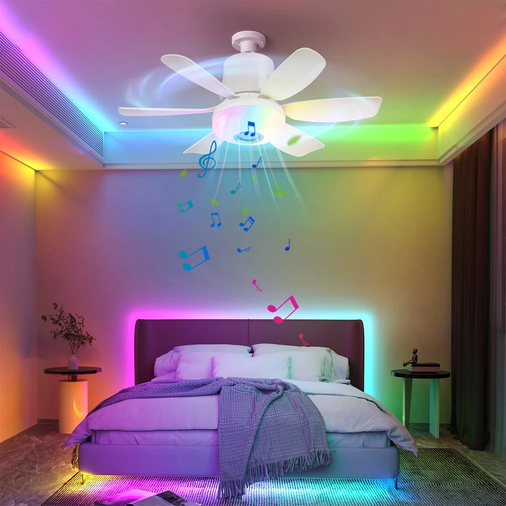 Socket Fan Light with Remote Modern Silent Ceiling Fan Adjustable Wind Speed Cordless Electric Fan Smart RGB LED Dimmable Fan