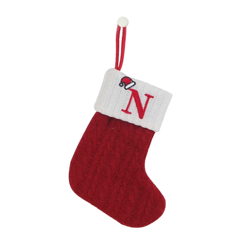 Calcetines navideños Tejidos con letras Medias Adornos para árboles de Navidad Decoraciones navideñas para el hogar Regalos de Navidad 2025