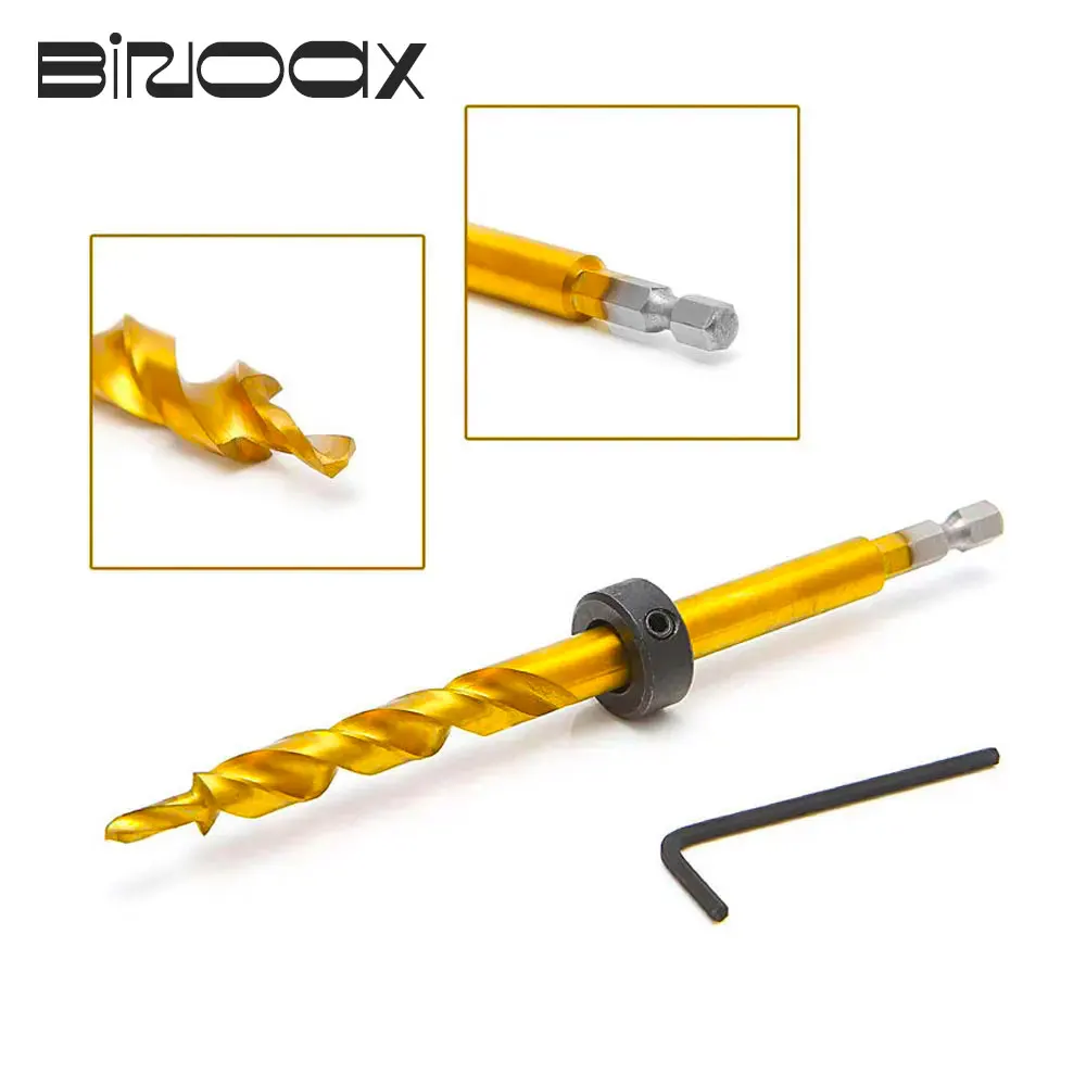 

Binoax Hex Pocket Hole 3/8" Twist Step Drill Bit+Stop Collar Set for Kreg Jig Guide