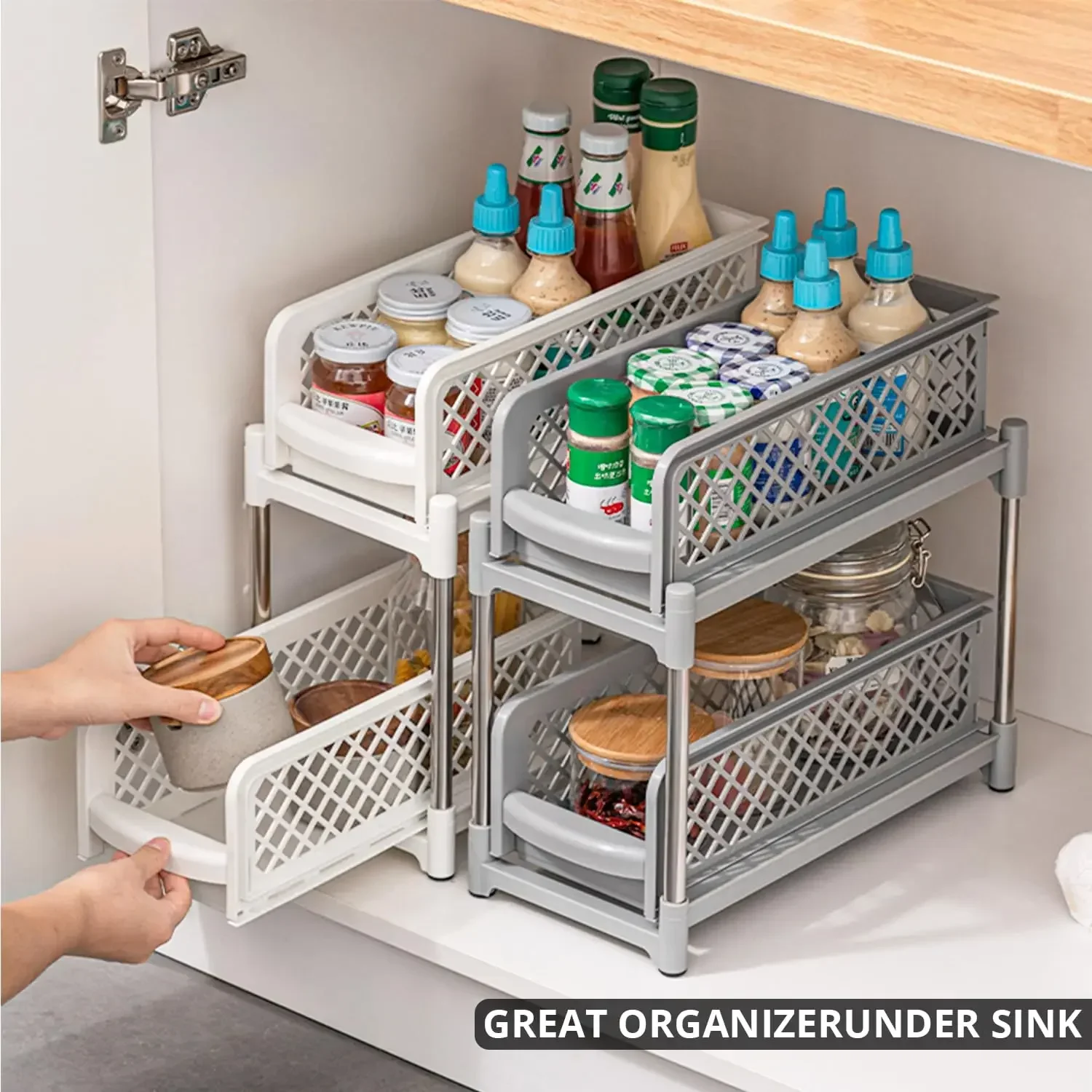 Slide Out Sliding Shelf for Under Cabinet, Multi-Use for Under Kitchen,  Bathroom Sink Storage,Pull Out Cabinet Organizer - AliExpress