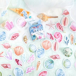 46PCS Cartoon Shell Small Sticky Sticker Aesthetic Colorful Decoration Scrapbooking Korean Stationery School Supplies for Kids