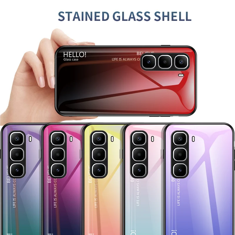 Gradient Tempered Glass Hard Back Protective Case with Bumper