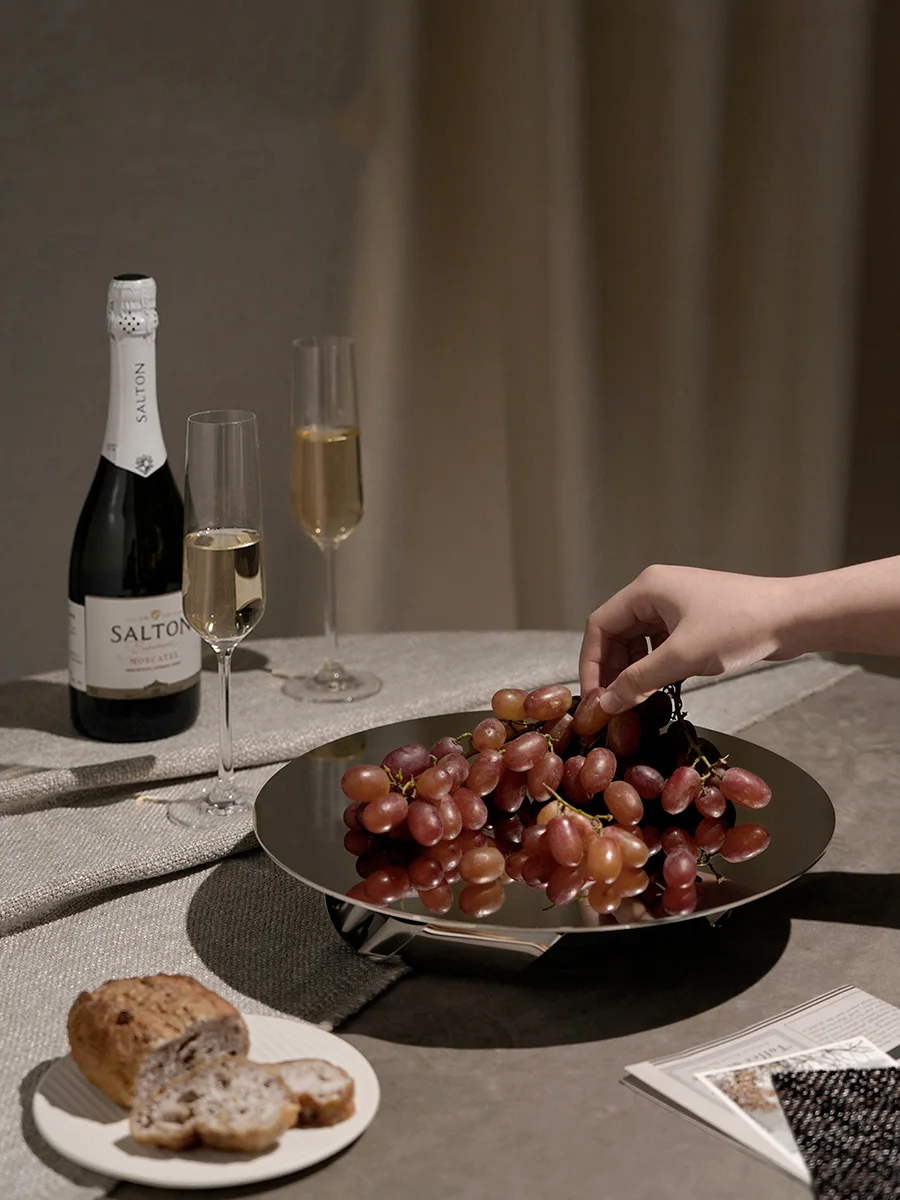 Modern Light Luxury Mirror Stainless Steel Household High Interwoven Fruit Tray Biscuit Pastry Heart Cake Pan 4