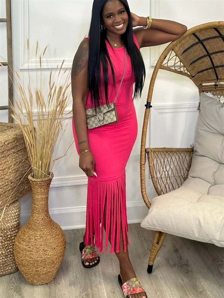 Wmstar Dresses for Women Wholesale Sexy Elegant Bodycon Outfits Tassel Dress Casual New In Summer Clothes Drop Shipping 2023