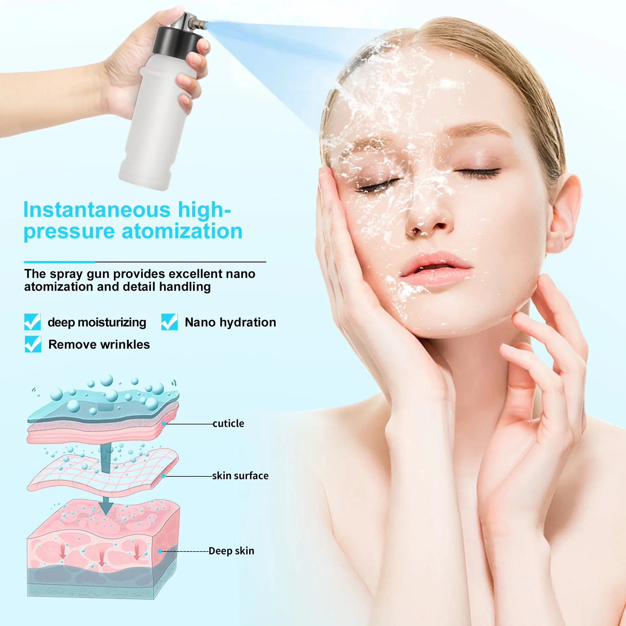 3 in 1 Microdermabrasion Machine With 9 Heads Diamond Peel Technology Spa Skin Vacuum Black Heads Removal Device