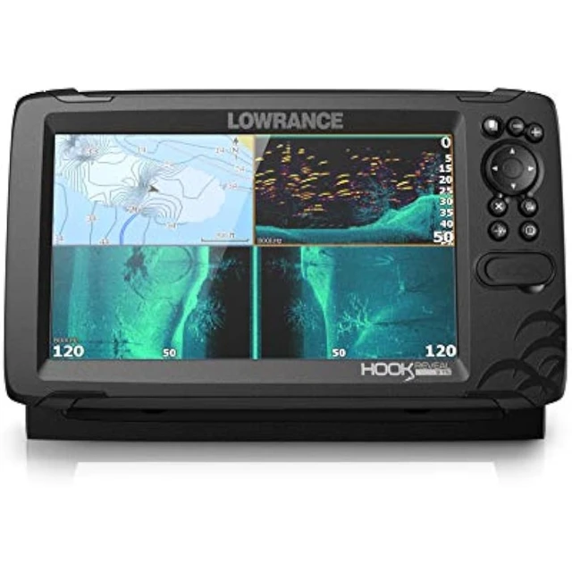 Lowrance Hook Reveal 9 Fish Finder 9 Inch Screen with Transducer and C-MAP  Preloaded Map