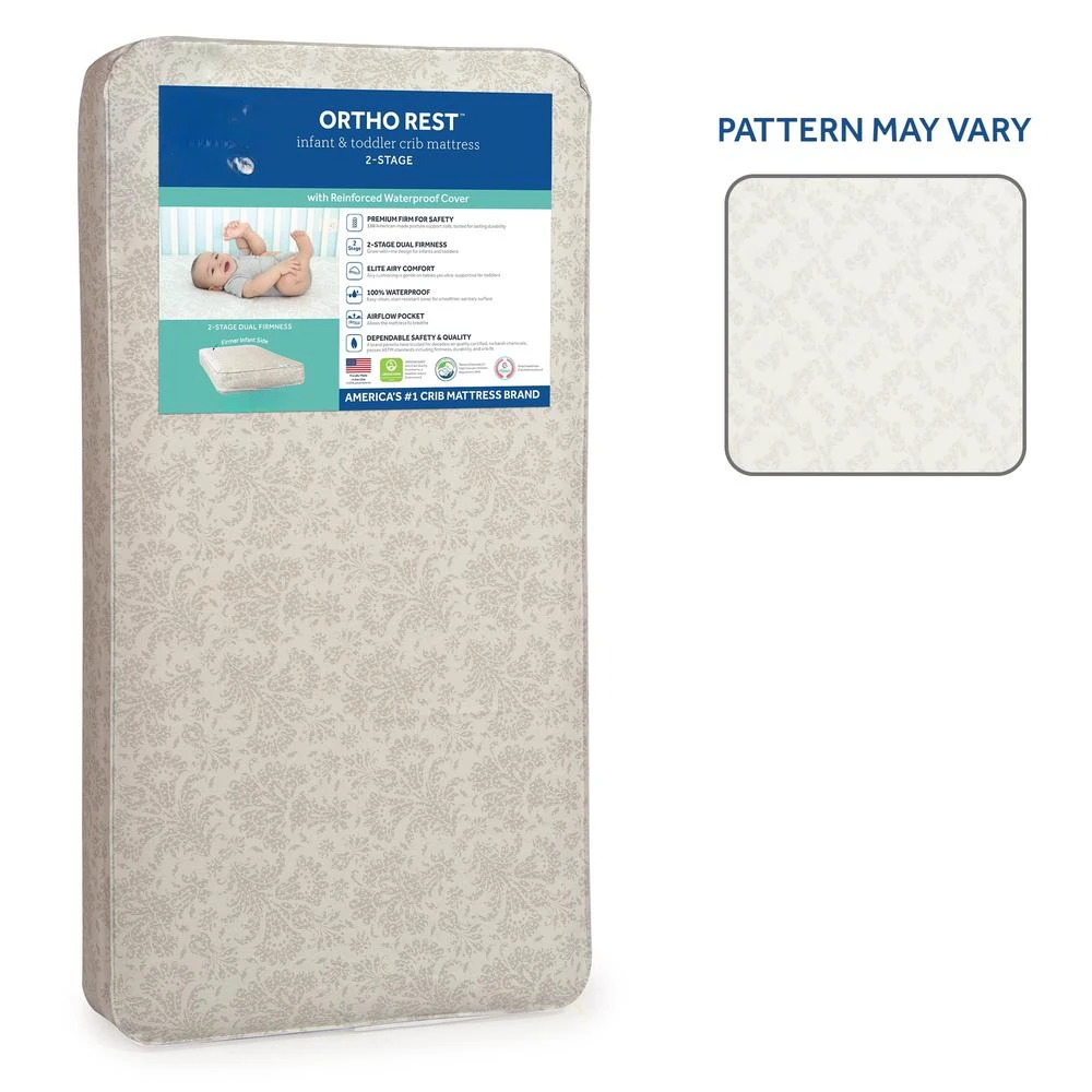 2-Stage Baby Crib Mattress Innerspring Hypoallergenic Waterproof Extra Firm Toddler Bed Mattress 150 Coils Airflow Pocket Safe 3