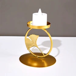 Ginkgo Leaf Candle Holder Birthday Candlelight Dinner Iron Art Wedding Centerpiece Photos Props Atmosphere Romantic Decor Dating