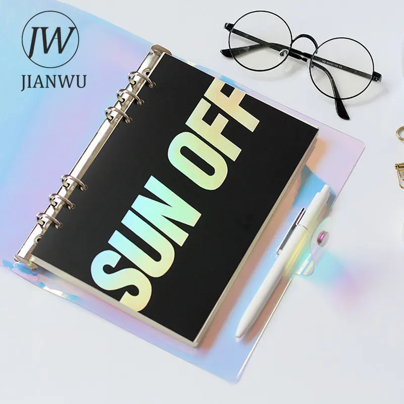 JIANWU NEW A5 A6 PVC Creative Laser Binder Loose Notebook Diary Loose Leaf Note Book Planner Office Supplies