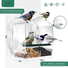 

Clear Window Bird Feeder Weatherproof Bird House Bird Feeders with Strong Suction Cups for Cardinal Finches Chickadees Parrot