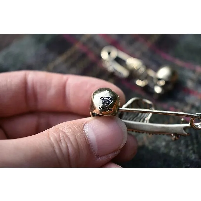 Dark Vintage Gothic Skull Safety Brooch Blanket Scarf Sweater Pin Halloween Retro Jewelry Accessories