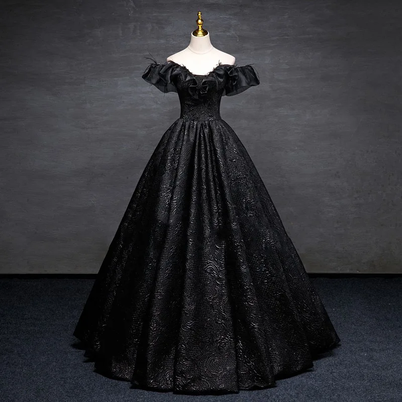 

Luxury Plus Size Black Quinceanera Dress Lace Party Dress Ball Gown Vintage Robe De Bal Vestidos