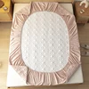 100% Waterproof Fitted Sheet Solid Color Cotton Quilted Embossed Mattress Protector Style Cover for Mattress Soft Pad for Bed 4