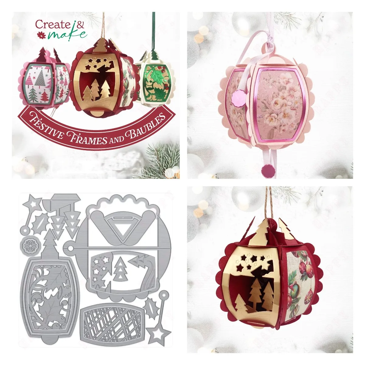 Christmas Festive Frames & Baubles Die Box Metal Cutting Dies Stencil DIY Scrapbooking Album Embossing Paper Card