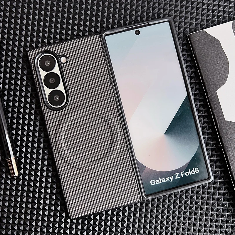 Carbon Fiber Pattern PU Leather Magnetic Case - Stylish Back Cover