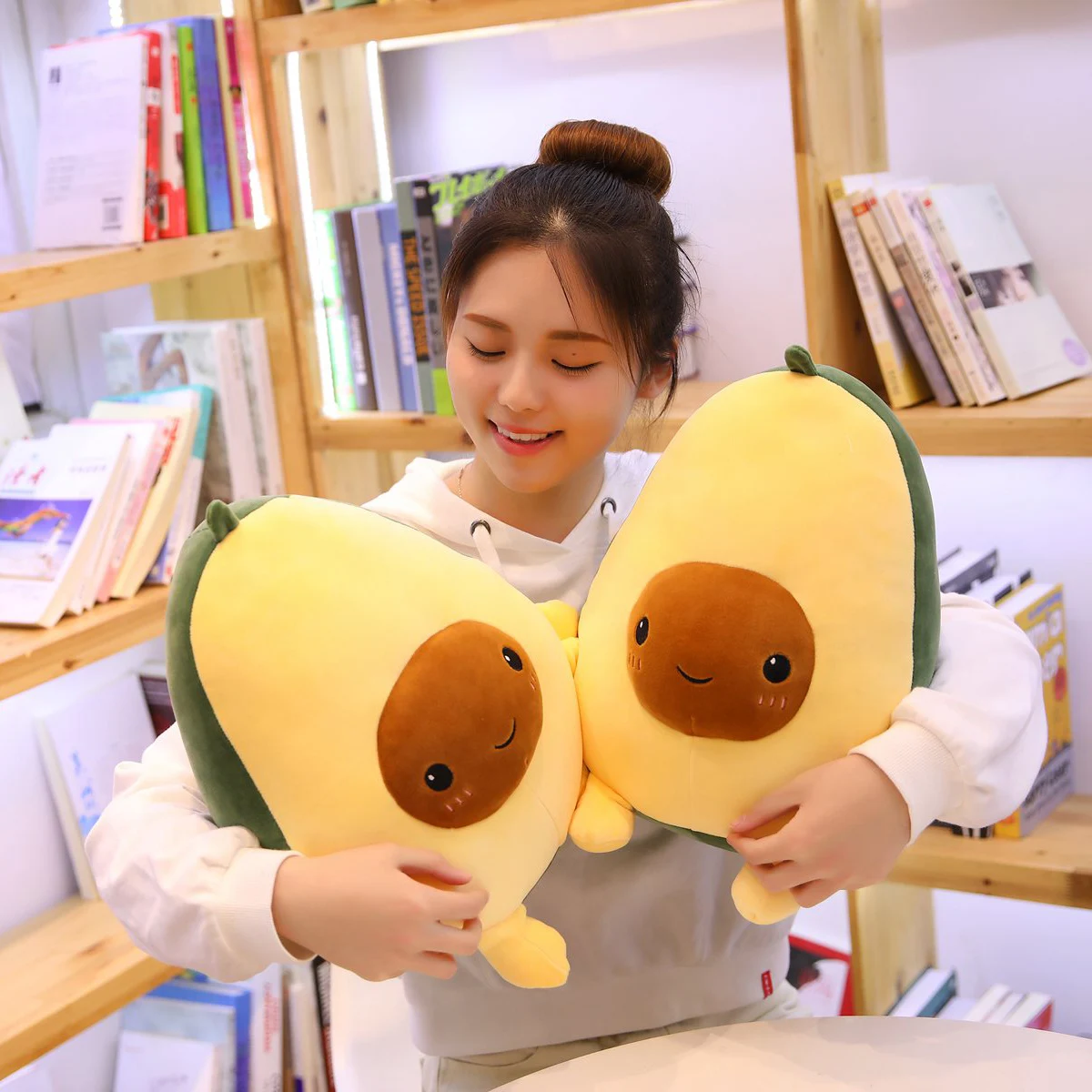 Happy Half Avocado Family Plush Toy Shy Figured Baby Green Fruit Plant Plushie Squishy Toys Props Kids Gift 30/40/60cm