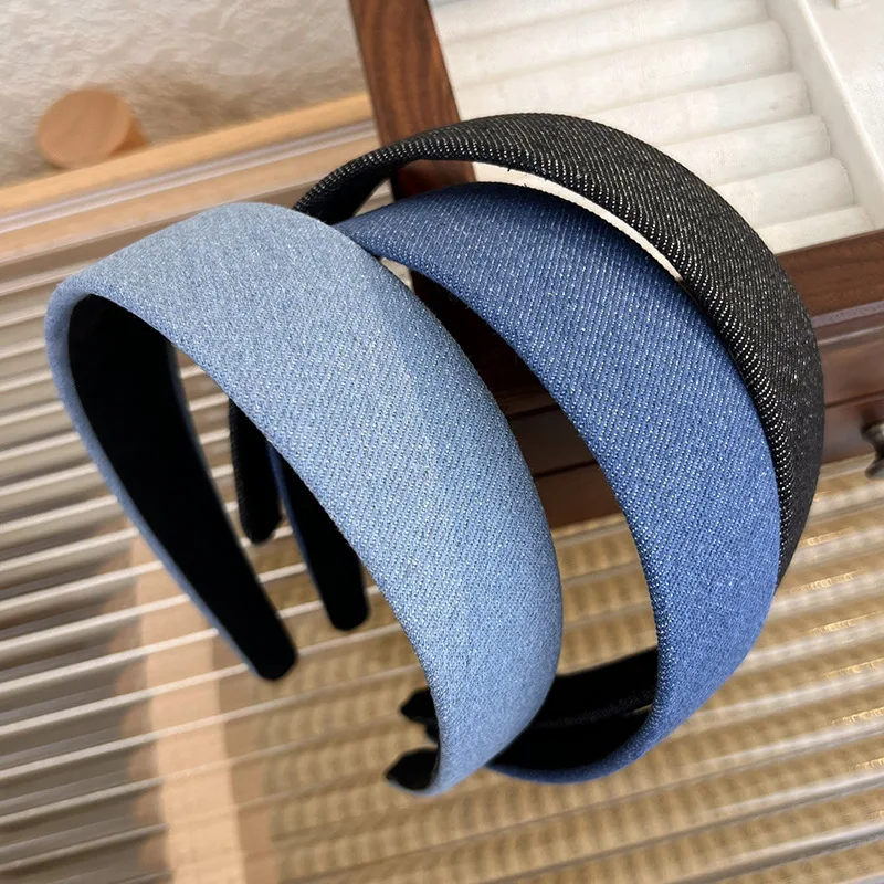 Denim Hairbands Korean Style Solid Color Headbands for Women Wide Hair Hoop Headband Girls Hair Accessories Headwear Headdress