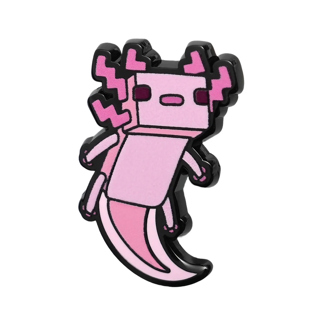 Axolotl Emaille Pin Sandbox Spiel inspirierte Abzeichen Peripherie Pixel Tier Brosche Gamer Geschenkkollektion