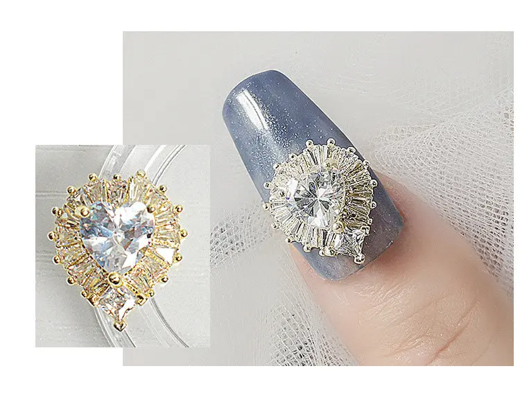 10 teile/los Schneeflocke Blume Herz Tropfen Zirkon Kristalle Strass Schmuck Nagel kunst Dekorationen Nägel Zubehör Charms Lieferungen – Detail 5