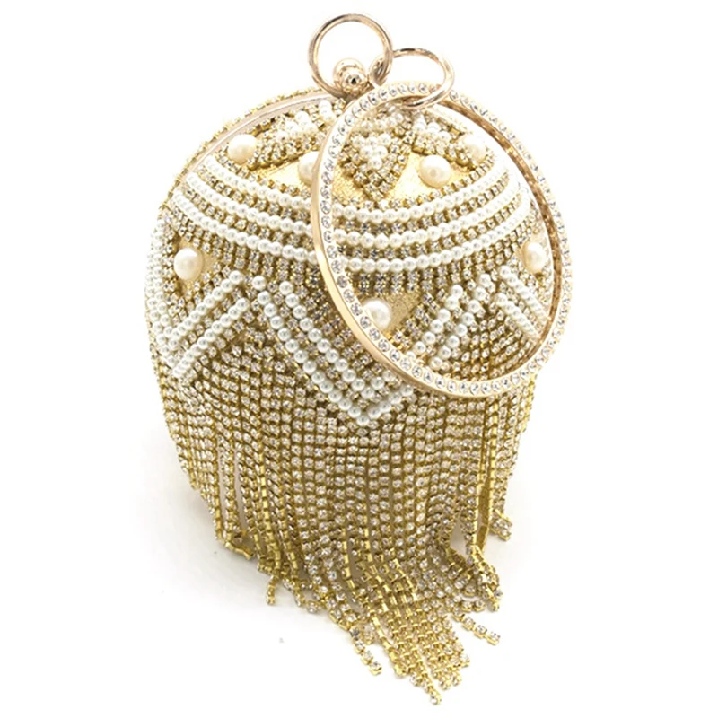 

Алмазная обеденная сумка в форме шара, жемчужная косметичка, повседневный клатч, универсальная сумка