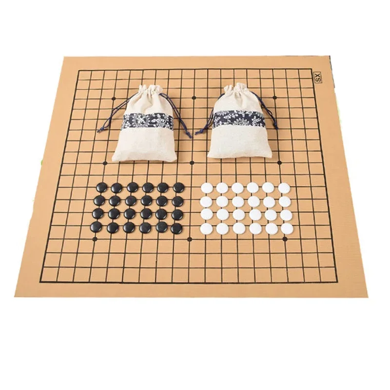 Standard Go Chess Use For Match 19 Line 361pcs Chessman Go chess Game Diameter 2.2cm Leather Chessboard Cloth Bag Weiqi toy Board Game Magnetic Chess Set Foldable Chess Board Table Games Folding Chess Board Chess Pieces and Board