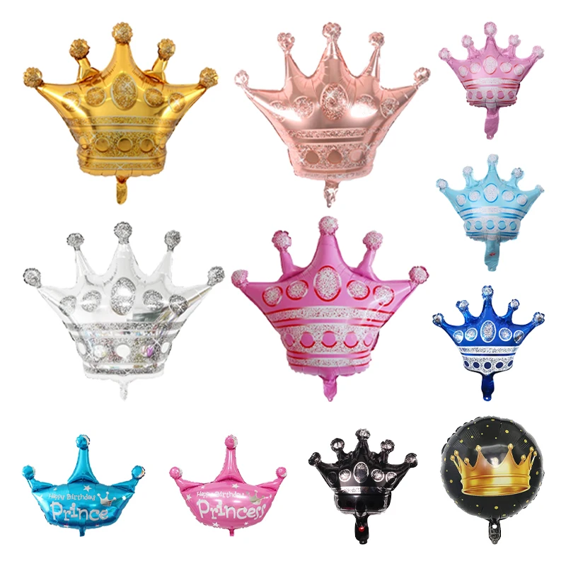 Elegant Crown Foil Balloons - Rose Gold, Silver, Pink, and Blue Party Decorations