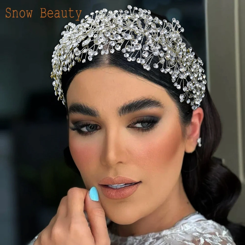 A107 Silver Wedding Headband Rhinestones Bride Headpiece for Young Girls Headwear Jewelry Crystal Women Tiaras Bride Headdress