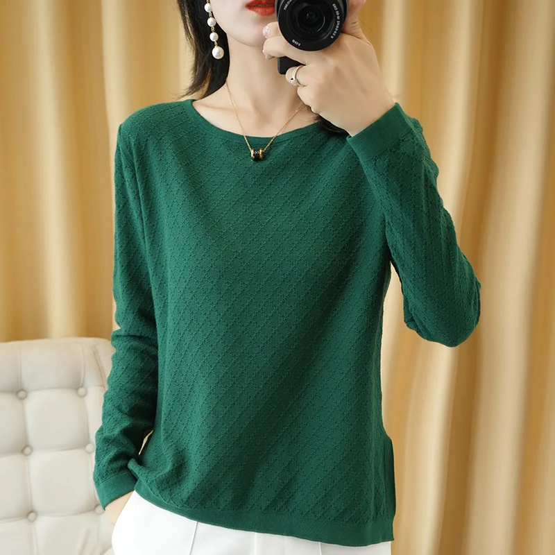 cardigan for women Spring and Autumn New Women's Sweater O-neck Hollow 100% Cotton Hemp Pullover Wild Pure Color Casual Fashion Long Sleeve short sleeve cardigan Sweaters