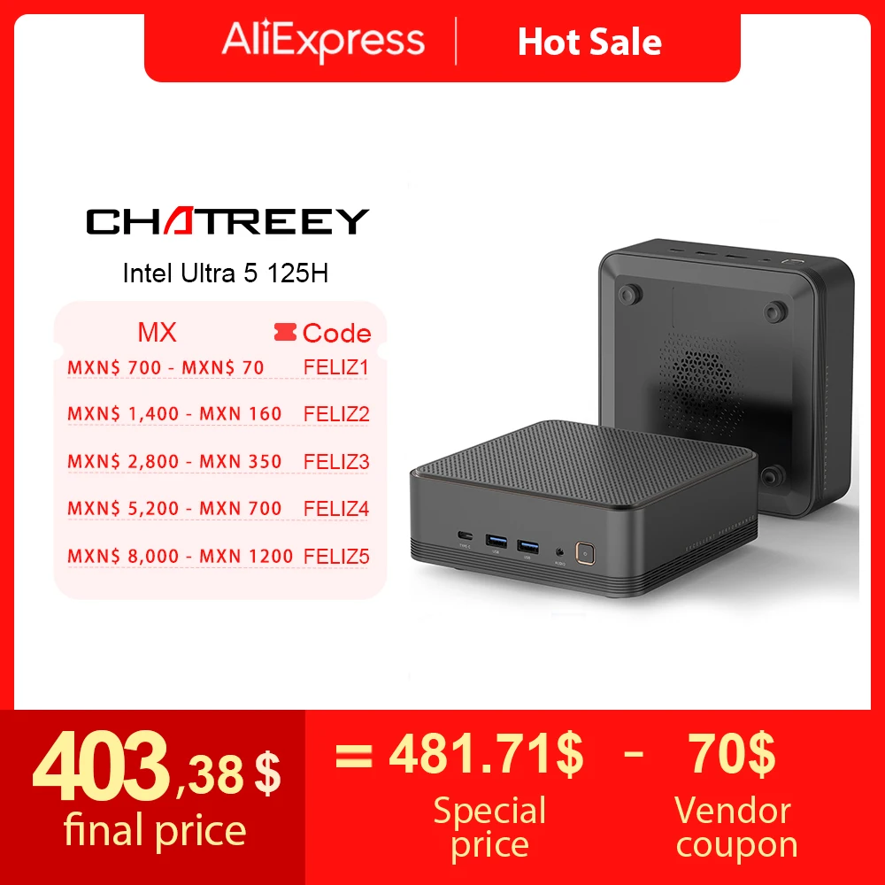 Chatreey 미니 PC F2M 인텔 울트라 5 125H 게이밍 데스크탑 컴퓨터, NVME SSD, 와이파이 7 BT 5.4 HD 윈도우 11 프로