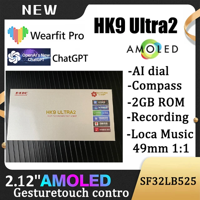 Amoled HK9 Ultra 2 ChatGPT 2GB ROM Smart Watch 49mm Wireless Charging  Bluetooth Call Men Local Music Women Smartwatch PK HELLO 3 - AliExpress
