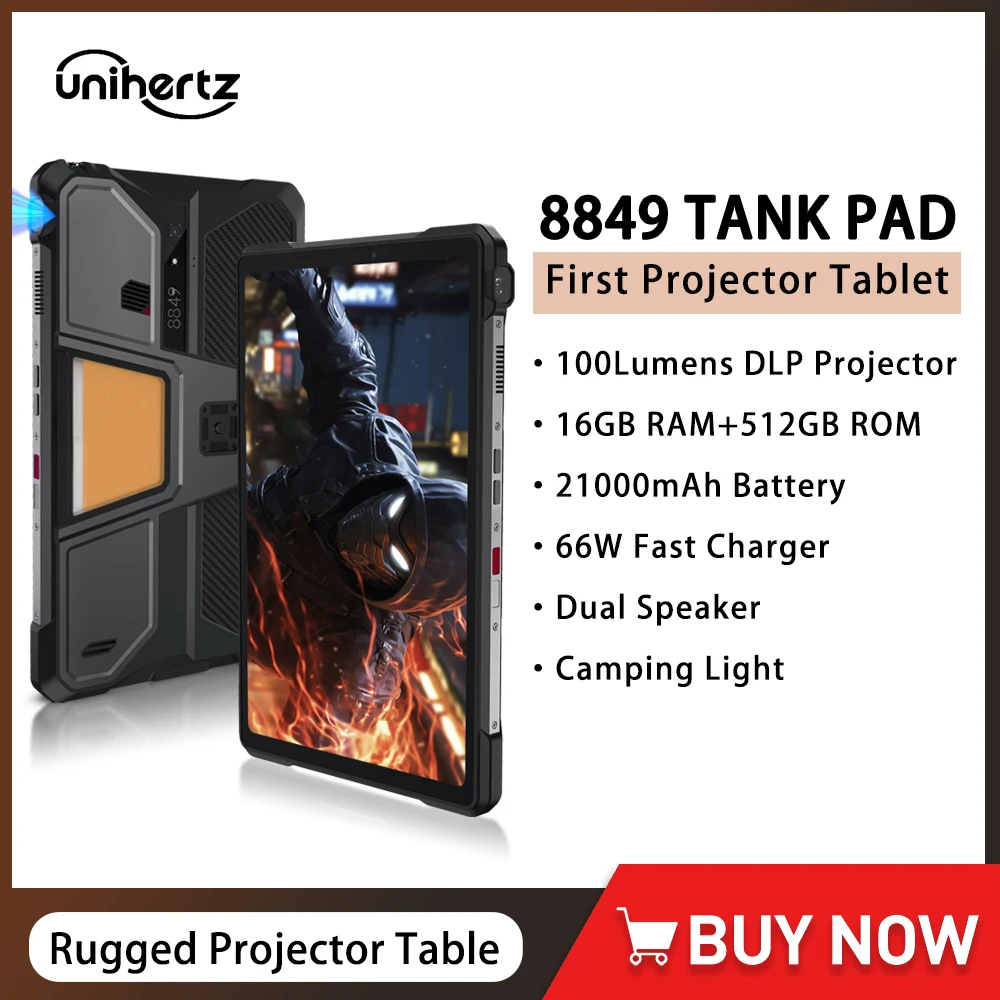 8849 TANK PAD Unihertz Rugged Projector Tablet Smartphone Android