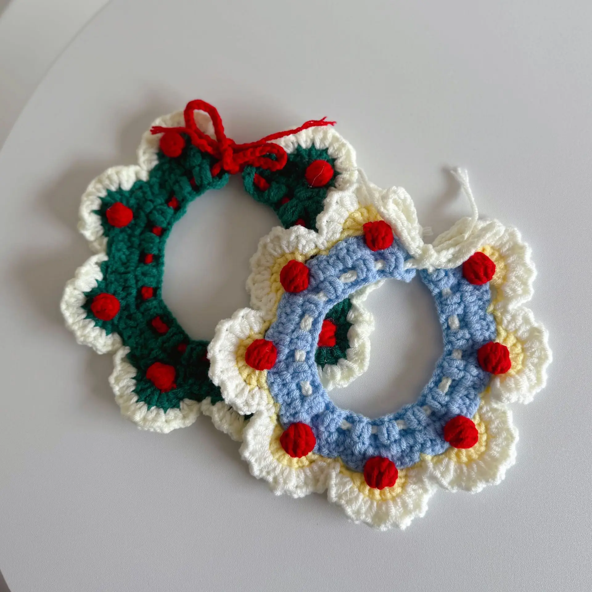 Pet Floral Edge Knitted Bib Collar Cute Adjustable Kitten Dog Cat Decoration Handmade Scarf Necklace Pet Supplies Pet Accessorie 5