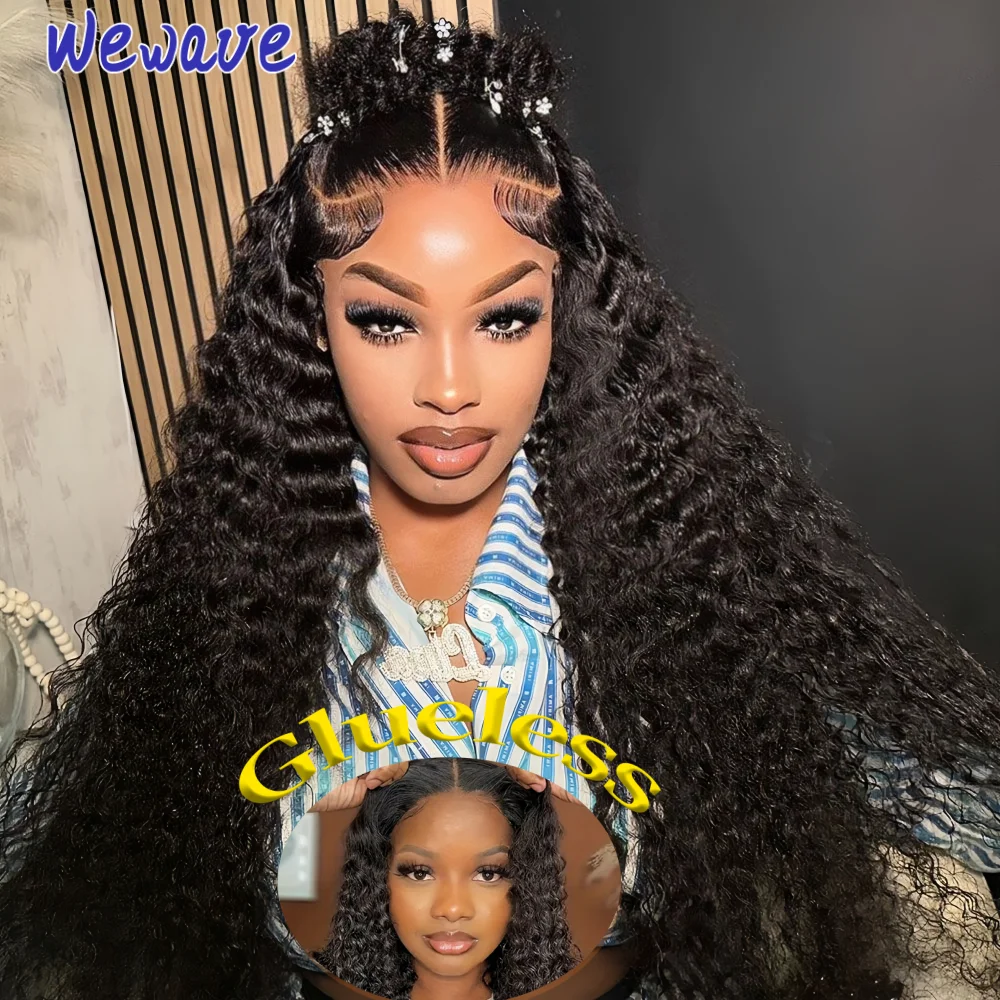 Deep Wave Human Hair Wig 5x5 HD Lace Closure Curly Glueless Ready to Wear 4x4 Lace Closure Brazilian Pre Plucked Wigs for Women