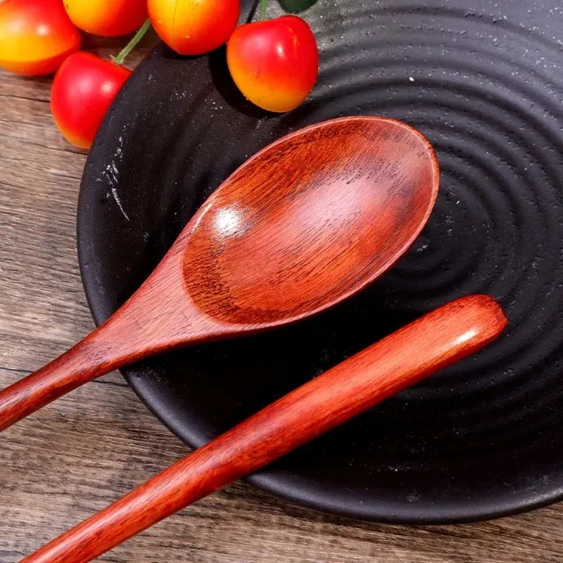 Wooden Spoon 1-10PCS Wooden Spoon Long Hand Cooking Scoops Stirring Soup Spoons Coffee Dessert Honey Stir Teaspoons Kitchen Tableware Sets