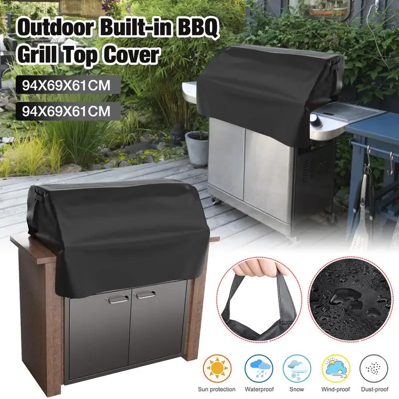 

BBQ Grill Top Cover Waterproof Dustproof Built In Grill Cover 210D Oxford Cloth Outdoor Barbecue Grill Cover