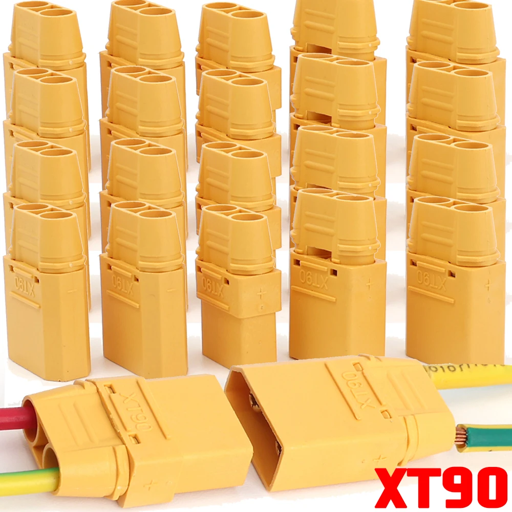 ขั้วต่อ XT90 1/10 คู่ ตัวผู้ ตัวเมีย ทองแดง แบบเชื่อม ขั้วต่อสายไฟ ป้องกันการเชื่อมกลับด้าน ทนความร้อนสูง 1