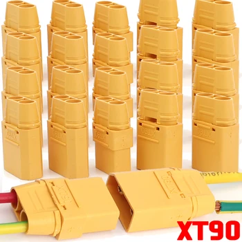 ขั้วต่อ XT90 1/10 คู่ ตัวผู้ ตัวเมีย ทองแดง แบบเชื่อม ขั้วต่อสายไฟ ป้องกันการเชื่อมกลับด้าน ทนความร้อนสูง 1