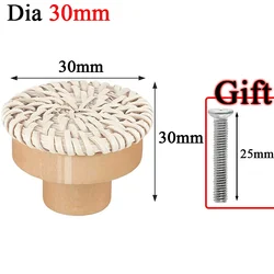 Handcrafted Round Rattan Wood Knobs for Cabinets and Furniture (Upgrade style B 30mm)