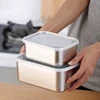 304 Stainless Steel Food Storage Tray with Cover Refrigerator Rectangle Crisper Container Thick Durable Trays Kitchen Organizer 2