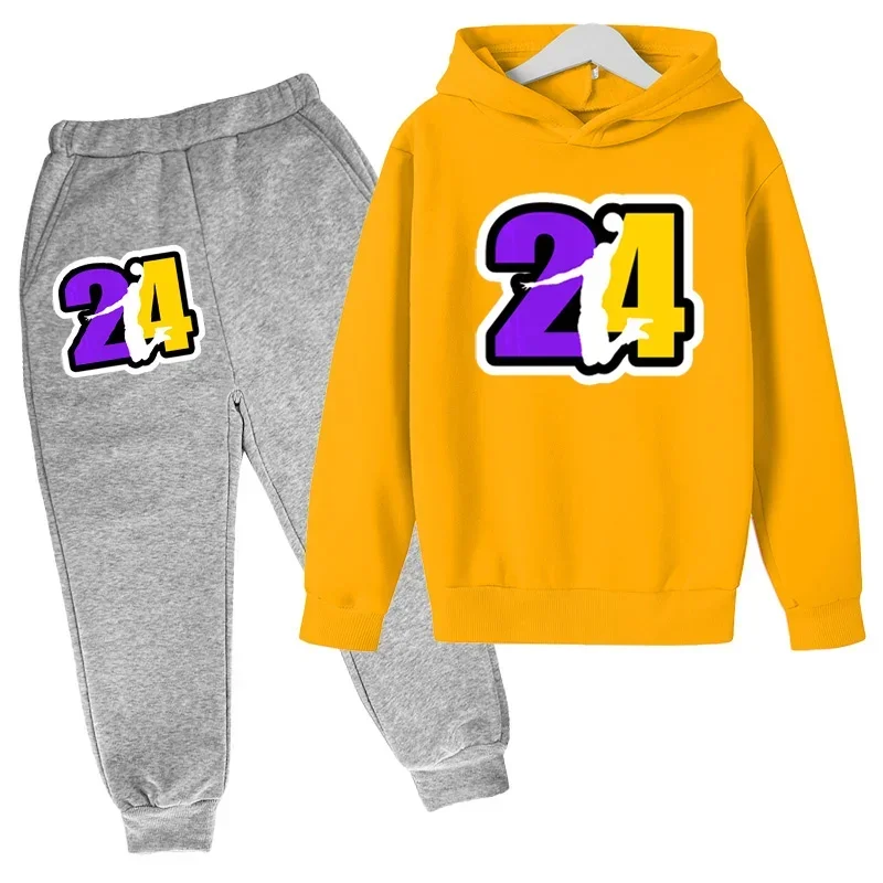 Kids Sports Suit Basketball Training Clothes Children Clothing Hoodies Pant Set 3-12 Years Basketball 24 Print