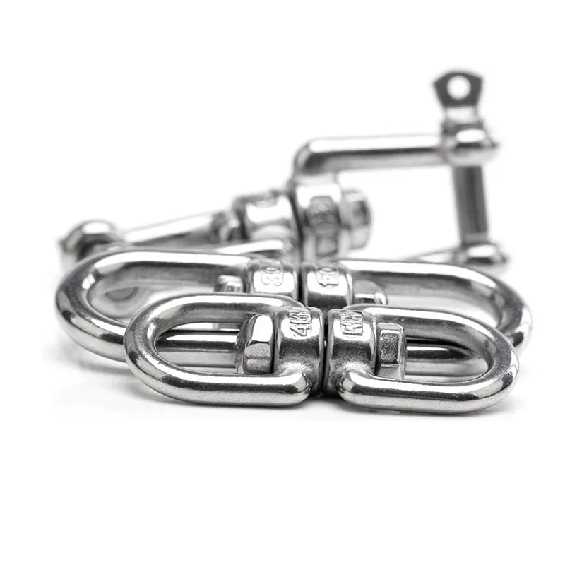 8-Shape 304# Stainless Steel Rotating Ring Wire Rope Connect Shackle Fast Unloading Hook Hasps Connecting Buckle Size M4 to M22 connector adapter buckle clamp