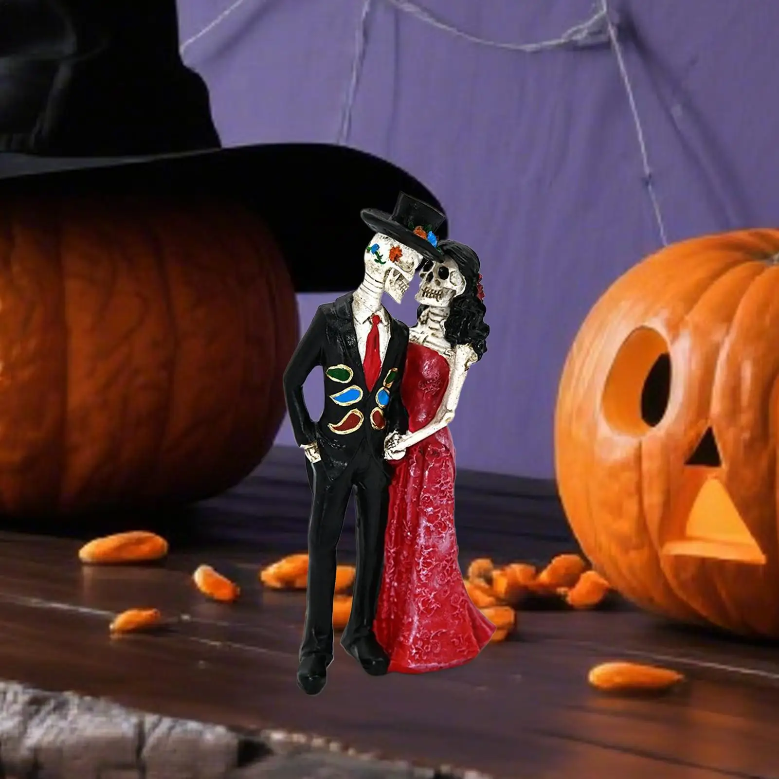 Skeleton Decor Gothic Resin Skulls Sculpture Skeleton Bride And Groom Sculpture For Holiday Garden Backyard Pond Yard Porch Home