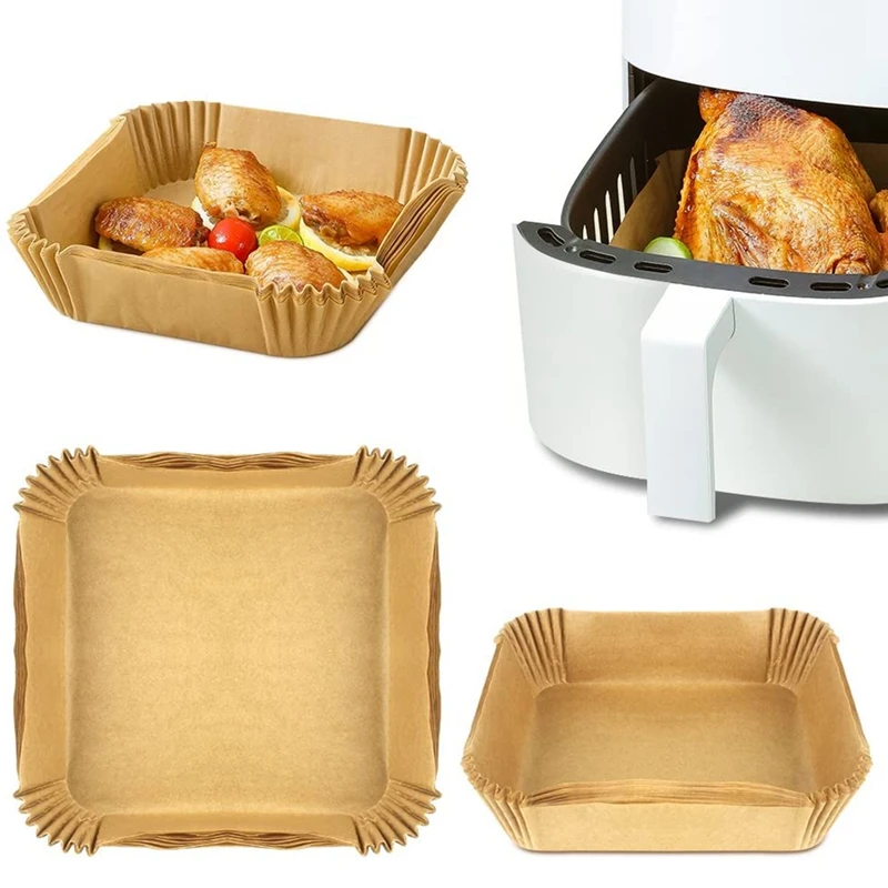 100Pcs Air Fryer Paper Liner, Non-Stick Disposable Air Fryer Liners, Square Paper, Parchment Paper For Baking