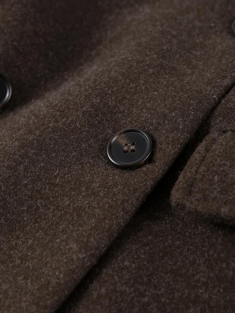 Revers Doppelreihiger Wollmantel für Damen Eleganter Langarm-Taillenmantel für Frühling und Herbst Neue Damen-Oberbekleidung – Detail 7