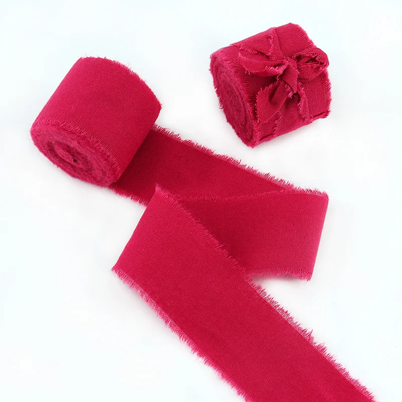 Emerald Green Frayed Edge Cotton Ribbon for Gift Packaging & Floral Bouquets – 3.8cm Wide