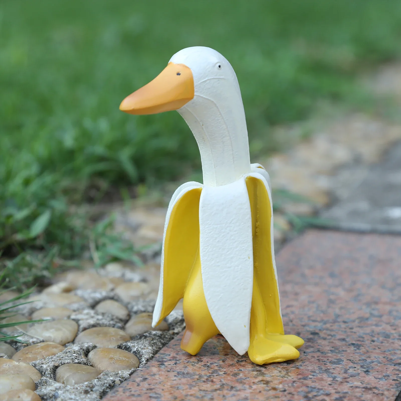 Garden statue banana duck art figurines for yard outdoor decor cute funny whimsical