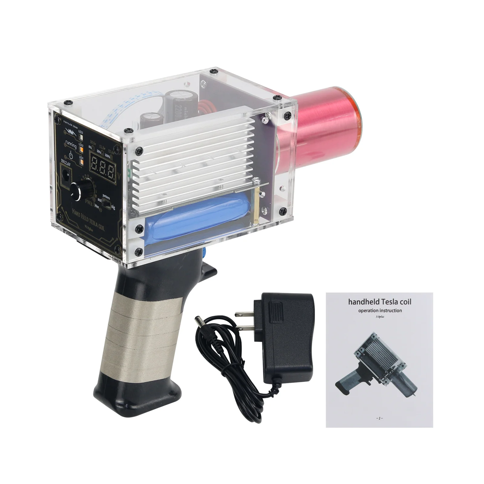 Terza generazione Plus versione avanzata ufficiale 80W 6A Tesla Coil Gun generatore di energia magnetica portatile con adattatore di alimentazione